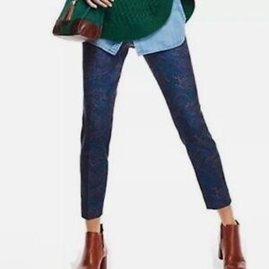 Talbots Hampshire Ankle Pants Paisley Print Straight Leg Size 10 Stretch Career